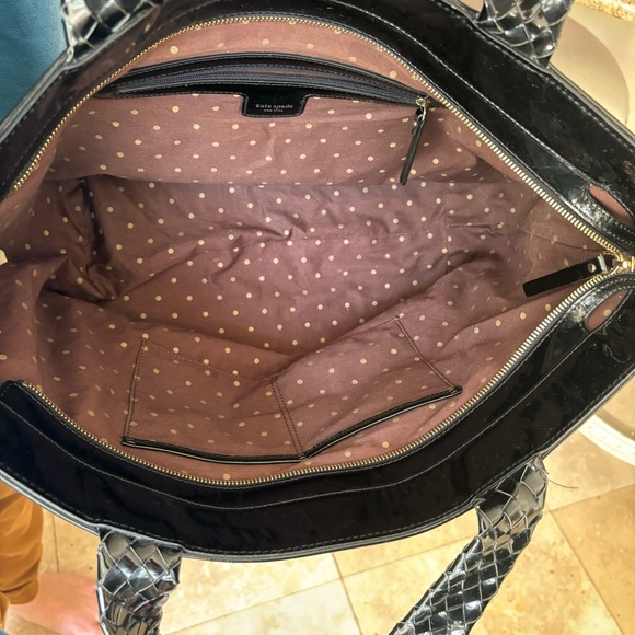 SUPER RARE KATE SPADE Black Patent
Woven Leather Satchel Tote Shoulder Bag - Picture 7 of 15